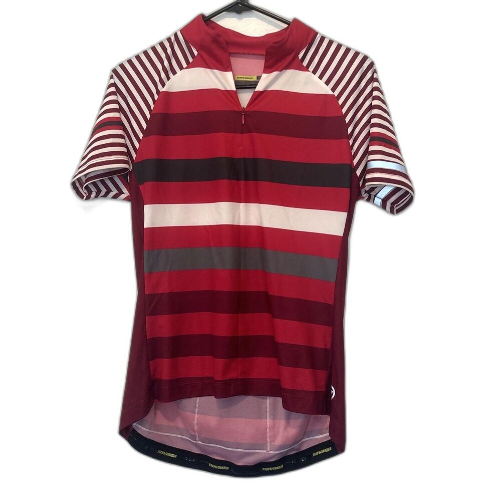 Novara Cycling Jersey Womens L Red White Grey  1/4 Zip Short Sleeve Bicycle Top